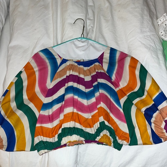 Farm Rio Dancing Stripes Bubble Top - Picture 1 of 2